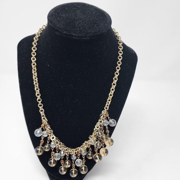 Vintage Talbots Multi Strand‎ Smoky Glass Crystal Beads Copper Necklace - Picture 2 of 10